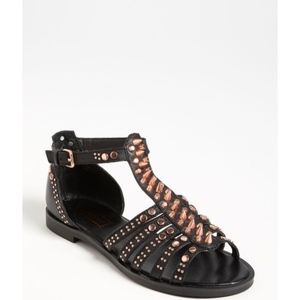 rose gold studded gladiator sandals